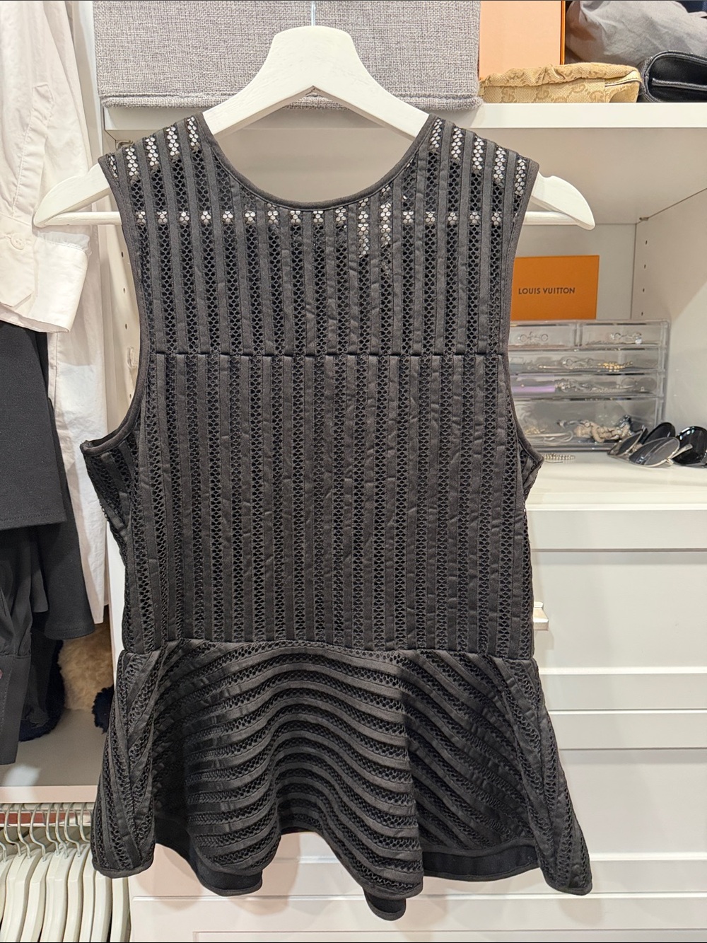 Black Textured Peplum Top